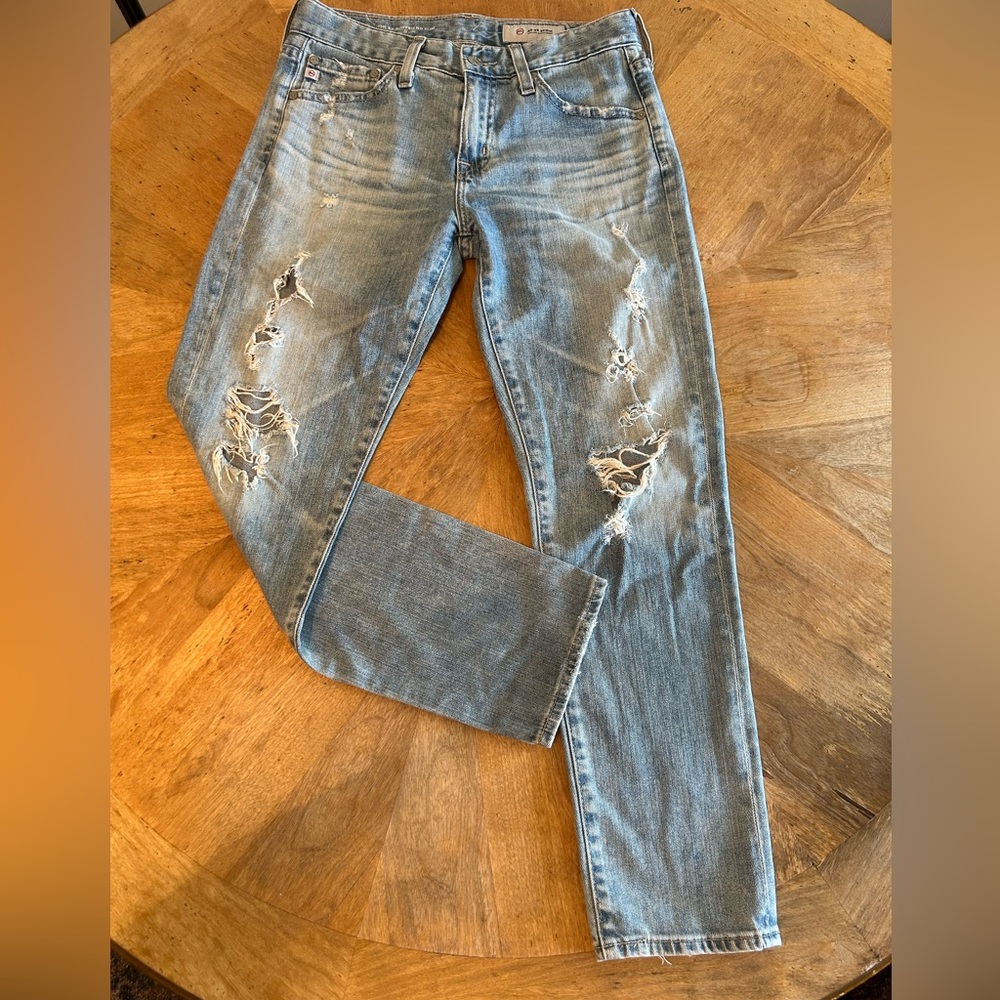 AG Adriano Goldschmied Ex‑Boyfriend Slouchy Slim AG‑ED Distressed Torn Jeans 24R - Picture 2 of 13